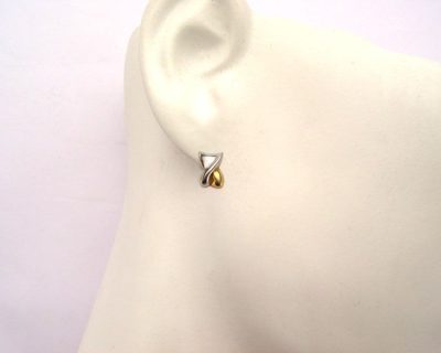 14ct Yellow and White Gold X Stud Earrings  14go0121