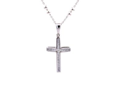 18ct White Gold Diamond Cross Pendant  18dah0121