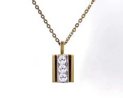 18ct Yellow and White Gold Natural Diamond Pendant hand-crafted 18dah0181