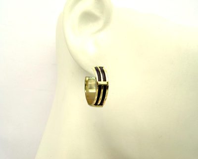 9ct Yellow Gold Hoop Earrings with Elephant Hair handcrafted  9afo0196