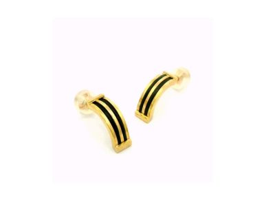 9ct Yellow Gold Half Hoop Earrings with Elephant Hair  9afo0259