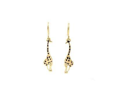 9ct Yellow Gold Dangling Giraffe Earrings  9afo0272