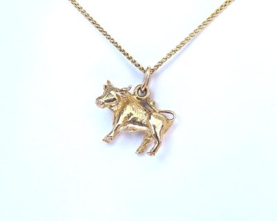 9ct Yellow Gold Taurus Zodiac Pendant or Charm (Only available in Namibia)  9gah0270