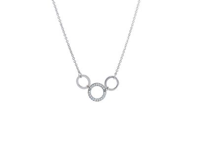 9ct White Gold Diamond Circle Pendant Necklace  9gk1273