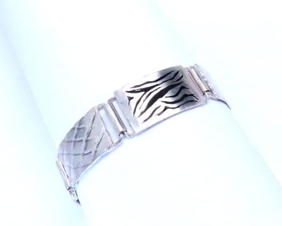 Silver Chunky Zebra Stripe Bracelet handcrafted aga0057