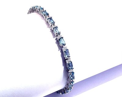 Silver Sky Blue Topaz Bracelet  aga0223