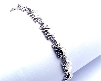 Silver Elephant Bracelet with Small Diamonds in Eyes  aga0229