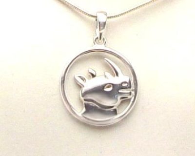 Silver Rhino Head Pendant (Only available in Namibia)  agah1146