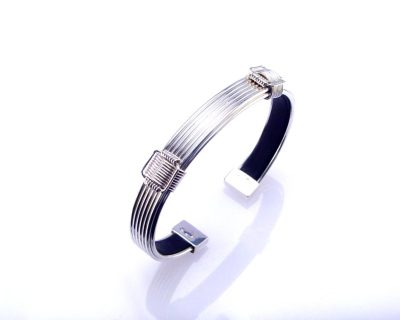 Silver Bangle with Wire Knots  agbg0328