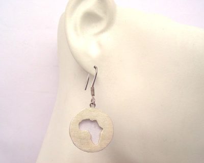 Silver Round Earrings with Africa Map Outline handcrafted (Only available in Namibia)  ago0623