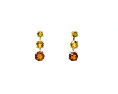 Silver Round Multicoloured Citrine Earrings  ago1246