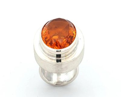 Silver Oval Brandy Citrine Costume Ring handcrafted  agr0745